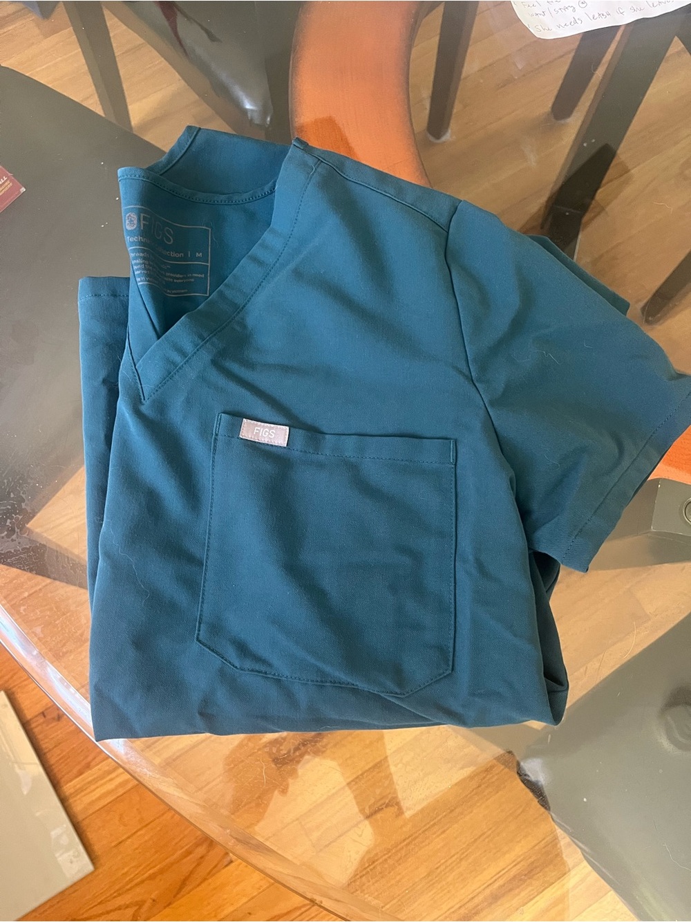 Figs Teal V-Neck Medical Scrub Top